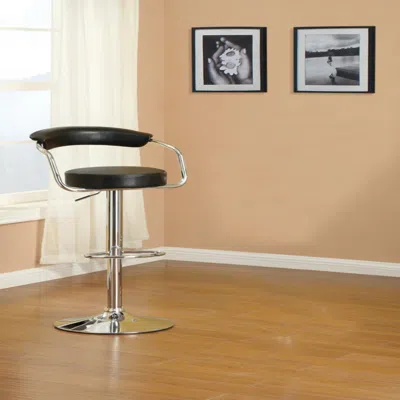 Furnizzeme Round Seat Bar Stool With Gas Lift Black And Silver Set Of 2