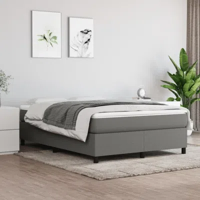 Vidaxl Box Spring Bed Frame Dark Gray 53.9"x74.8" Full Fabric