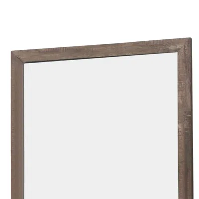 Furnizzeme Transitional Square Shape Wooden Frame Mirror With Textured Details, Brown