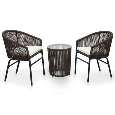 Vidaxl 3 Piece Bistro Set With Cushions Pvc Rattan Brown, 48139