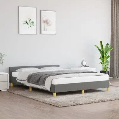 Vidaxl Bed Frame With Headboard Dark Gray 53.9"x74.8" Full Fabric