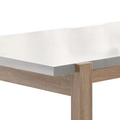 Furnizzeme Rectangular Wooden Dining Table With Straight Legs, White And Brown
