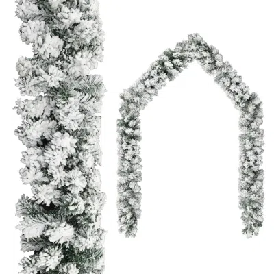 Vidaxl Christmas Garland With Flocked Snow Green 16.4' Pvc, 320967