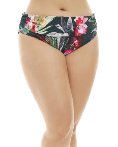 La Blanca Shirred Hipster Tankini Bottom - Plus Size In Beyond The Jungle In Multi