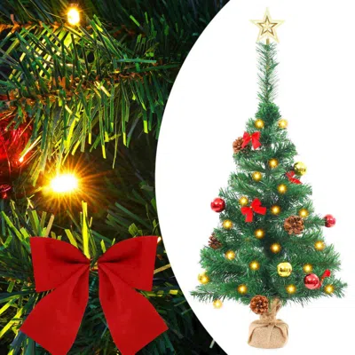 Vidaxl Artificial Christmas Tree With Baubles And Leds Green 25.2", 321505