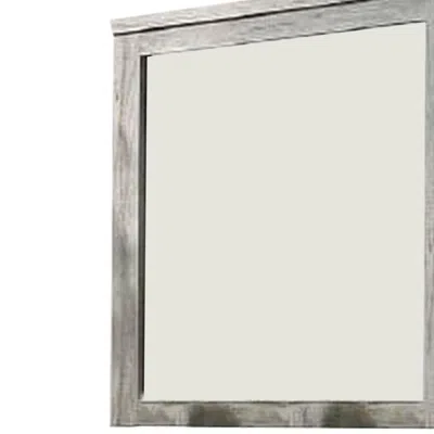 Furnizzeme Wall Mirror With Rectangular Frame And Molded Details, Gray