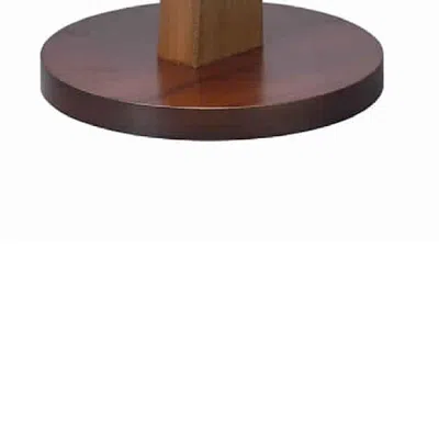 Furnizzeme Wooden Makeup Round Mirror With Pedestal Base, Brown And Silver