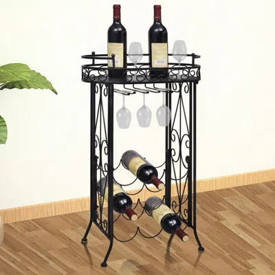 Vidaxl Wine Rack With Glass Holder For 9 Bottles Metal, 240940