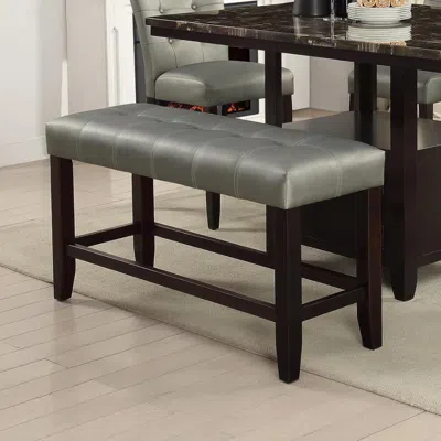 FURNIZZEME TUFTED HIGH BENCH WITH TAPERED LEGS SILVER AND BROWN 