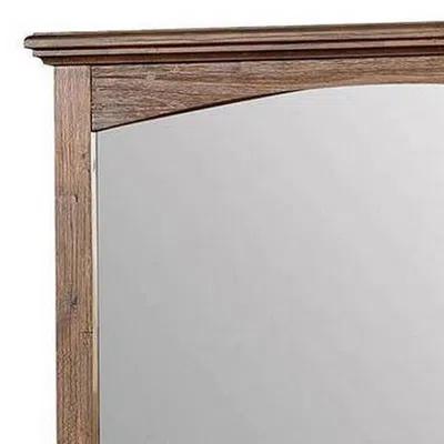 Furnizzeme 37 Inch Transitional Style Wooden Frame Mirror, Dark Oak