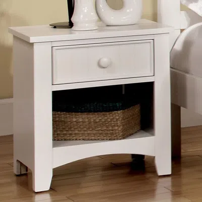 Furnizzeme Omnus Wood Night Stand, White Finish