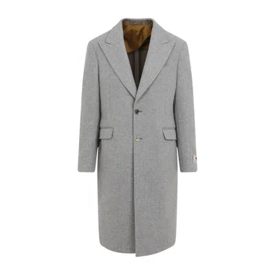 Etro Wool And Cashmere Long Coat In Grey