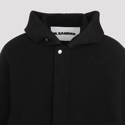 Jil Sander Black Virgin Wool Parka In Black