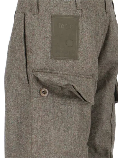 Ten C Straight Trousers With Belt Loops And Pockets In Green