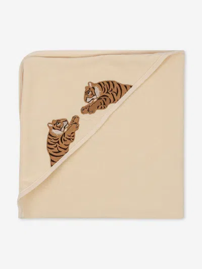 Konges Slojd Konges Sløjd Kids Embroidered Tiger Terry Towel In Beige