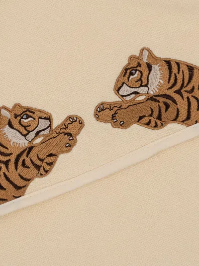 Konges Slojd Konges Sløjd Kids Embroidered Tiger Terry Towel In Beige