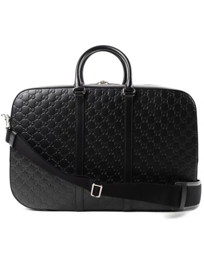 Shop Gucci Duffle Leather Gg In Black