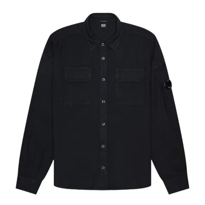 C.p. Company Linen Pocket Shirt In 999 Black