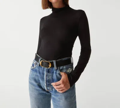 Michael Stars Clara Ruched Turtleneck Top In Black In Black