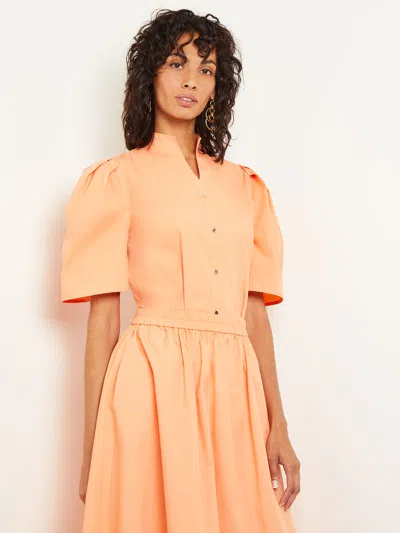 Misook Puff Sleeve Front Button Shirt In Multi