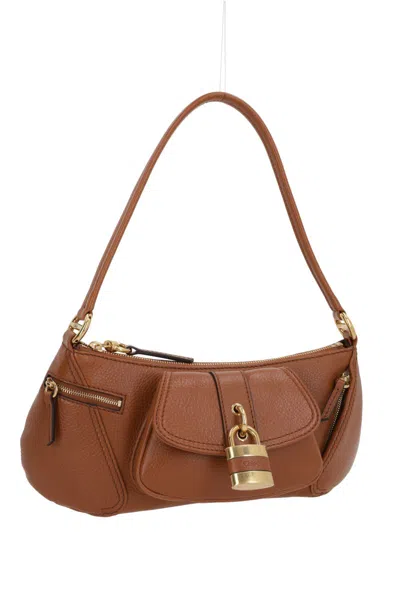 Chloé Womens Clay Brown The 99 Padlock-embellishment Leather Shoulder Bag In Claybrown
