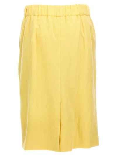 Dries Van Noten 'safya' Skirt With Back Slit And Side Pockets In Yellow