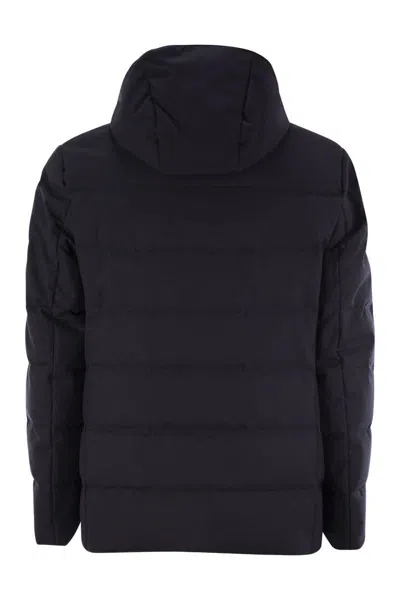 Fay Double-breasted Down Jacket With Hood In Blue