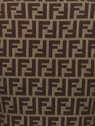 Fendi Ff Jacquard Turtleneck Sweater In Brown