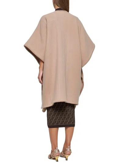 Fendi Beige Wool And Cashmere Poncho In Beige