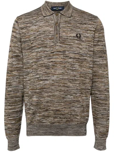Fred Perry Space Dye Knitted Long Sleeves Shirt In Multicolour