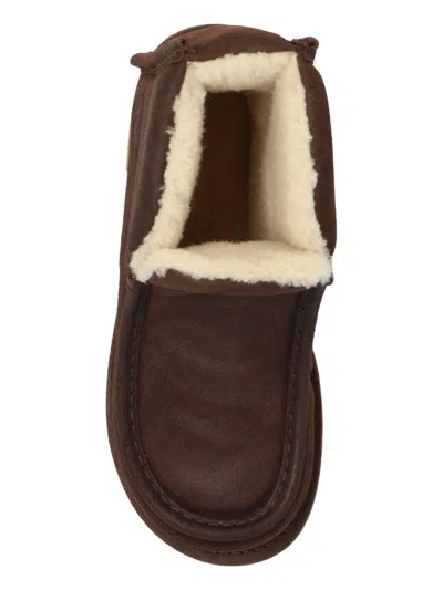 Jw Anderson Shearling-lined Suede Boots In Brown