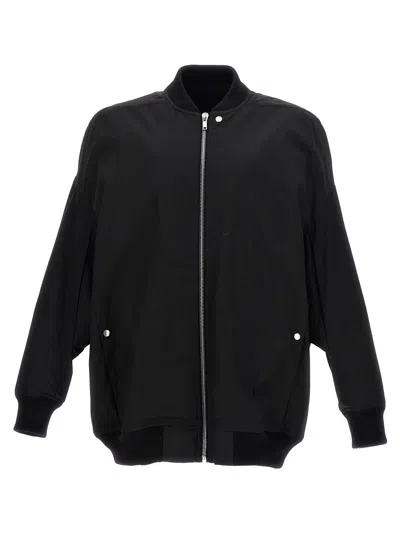 Rick Owens Zipped Bomber Jacket With Arm Pocket In Black Cotton In Black