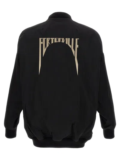 Rick Owens Zipped Bomber Jacket With Arm Pocket In Black Cotton In Black