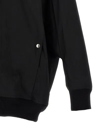 Rick Owens Zipped Bomber Jacket With Arm Pocket In Black Cotton In Black