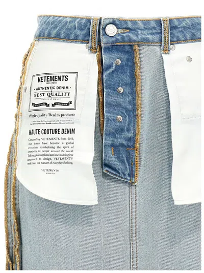Vetements Reversible High-waisted Patch Pocket Skirt In Blue
