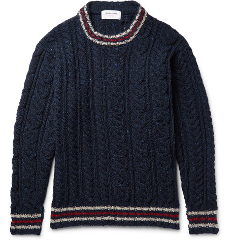 Thom Browne Fun Mix Cable-knit Wool Sweater | ModeSens
