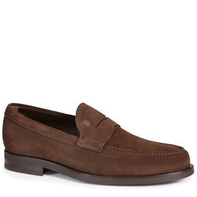 Tod's Suede Penny Loafers In Dark Brown