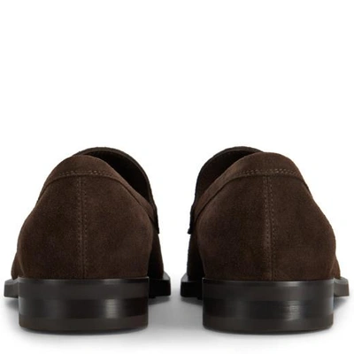 Shop Tod's Loafers In Suede In Brown