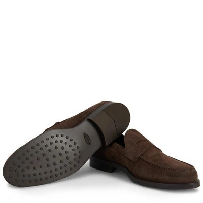 Shop Tod's Loafers In Suede In Brown