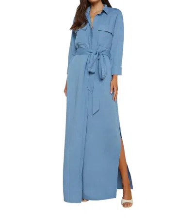L Agence Cameron Linen-blend Shirt Dress In Blue