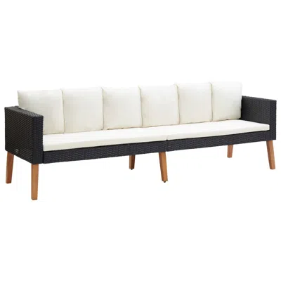 Vidaxl 3-seater Garden Sofa With Cushions Poly Rattan Black, 310214