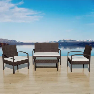 Vidaxl 4 Piece Garden Lounge Set With Cushions Poly Rattan Brown, 42672