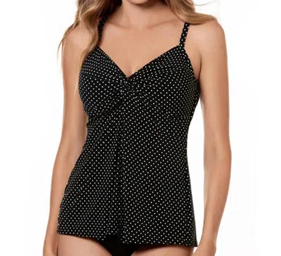 Miraclesuit Plus Size Pin Point Marais Knot Front Swimdress In Black In Black