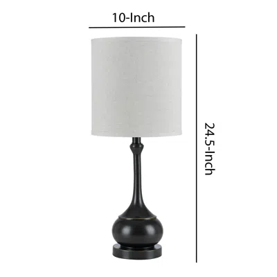 Furnizzeme Elongated Bellied Shape Metal Accent Lamp With Drum Shade, Black
