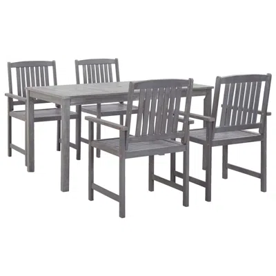 Vidaxl 5 Piece Outdoor Dining Set Gray Solid Acacia Wood, 45940