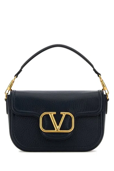 Valentino Shoulder Bag With Elegant Gold Hardware And Luxurious Finish In Blue