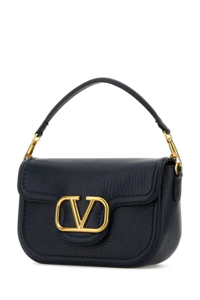 Valentino Shoulder Bag With Elegant Gold Hardware And Luxurious Finish In Blue