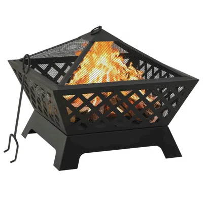 Vidaxl Fire Pit With Poker 25.2" Xxl Steel, 311894