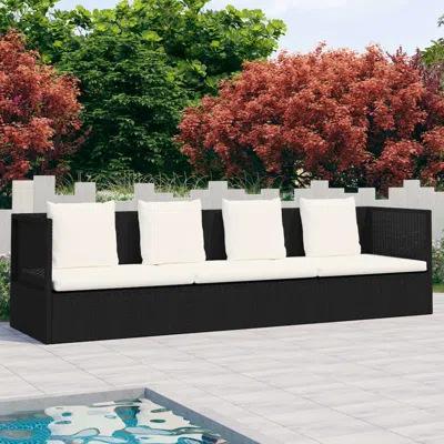 Vidaxl Outdoor Lounge Bed With Cushion & Pillows Poly Rattan Black, 49391