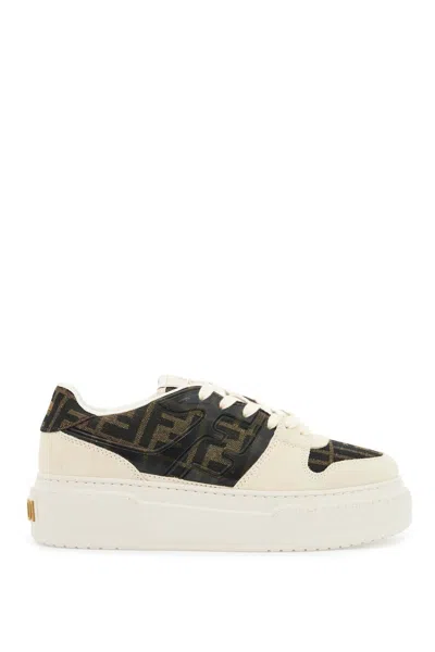 Shop Fendi Match Flatform Sneakers In Brown